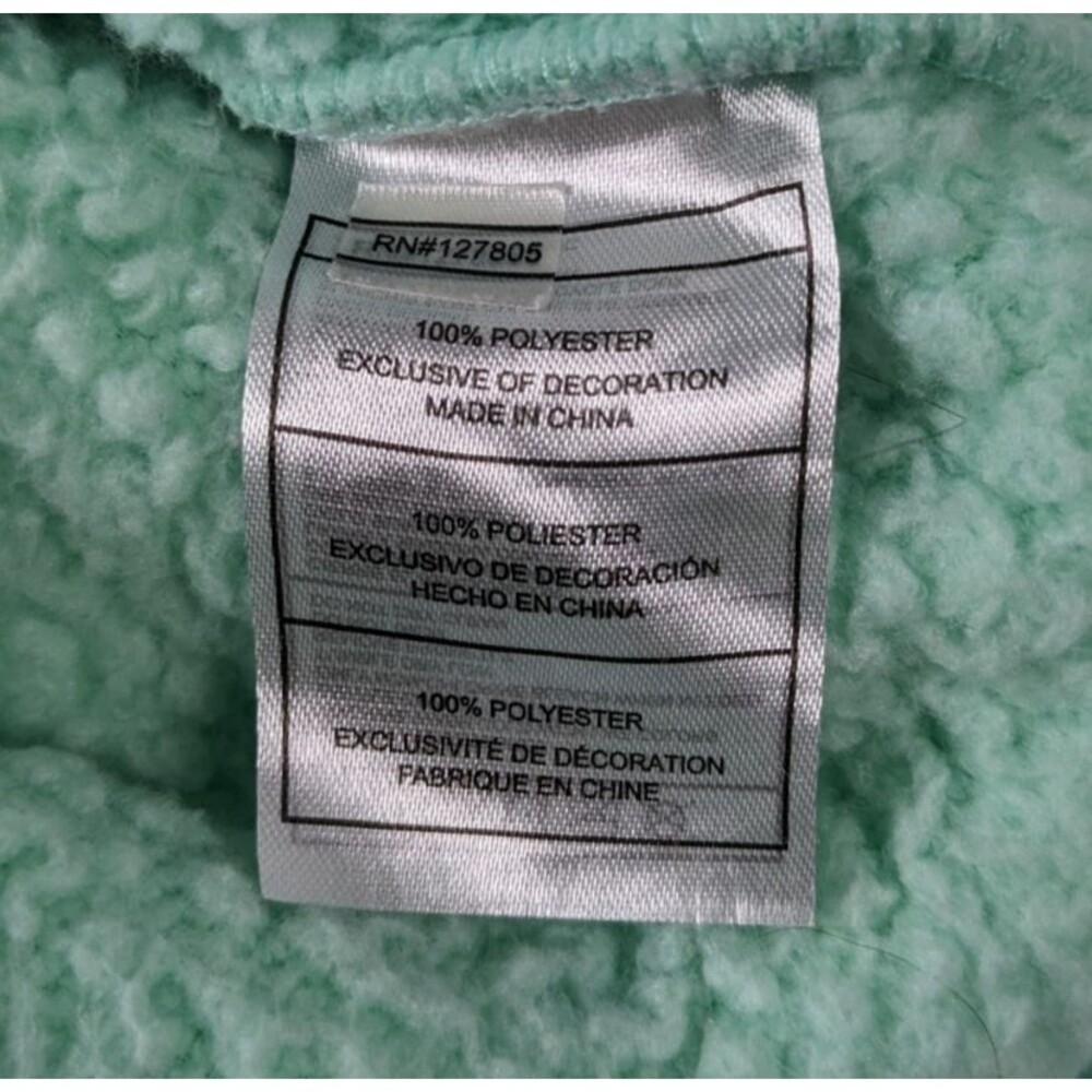 Reebok Girls L 14/16 Mint Green Sherpa Fleece Hooded Full Zip Jacket Pockets - Picture 7 of 8